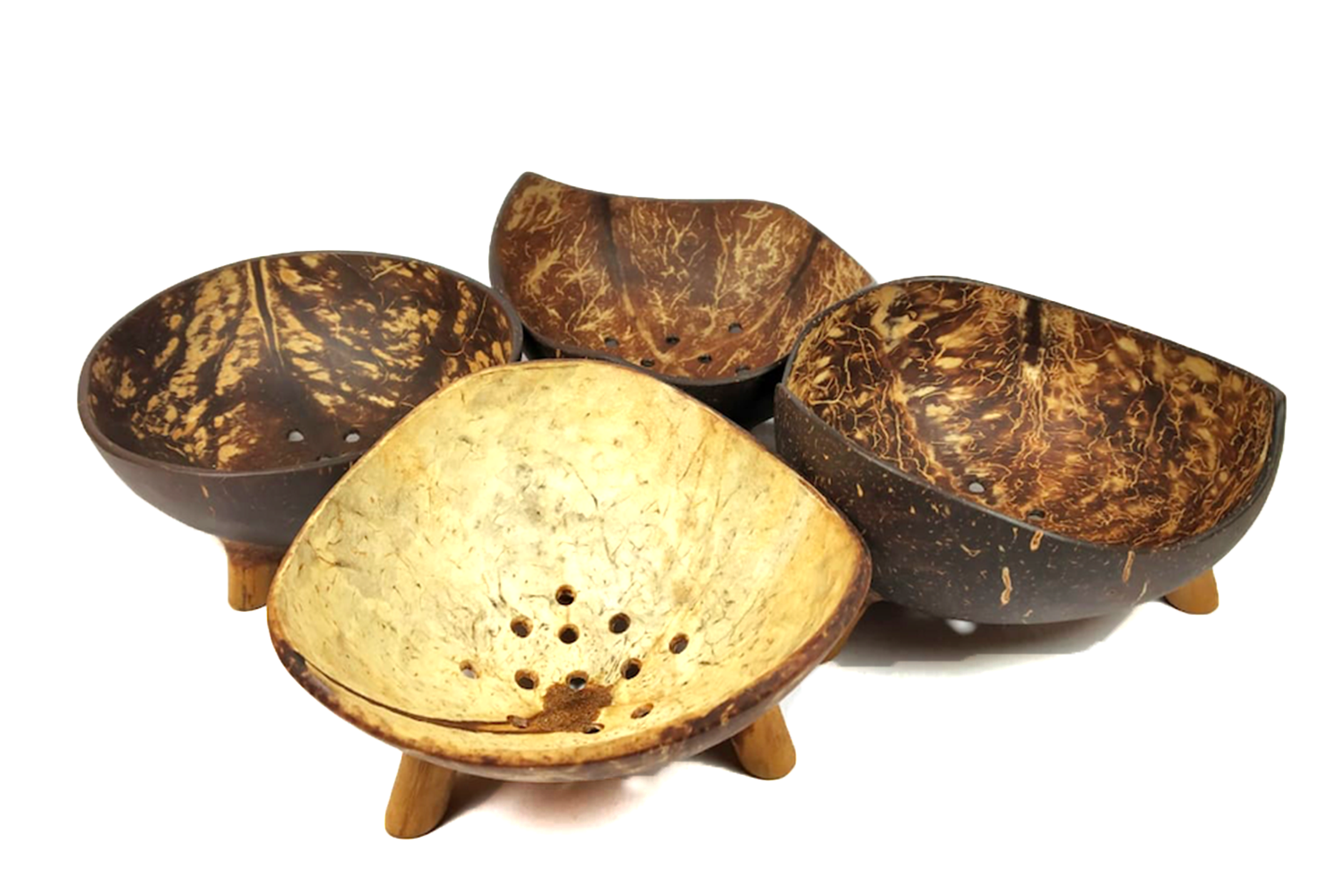 Natural Coconut Shell Bowl Bamboo Spoon Scoop Handicraft Art Work Home Decorate 
